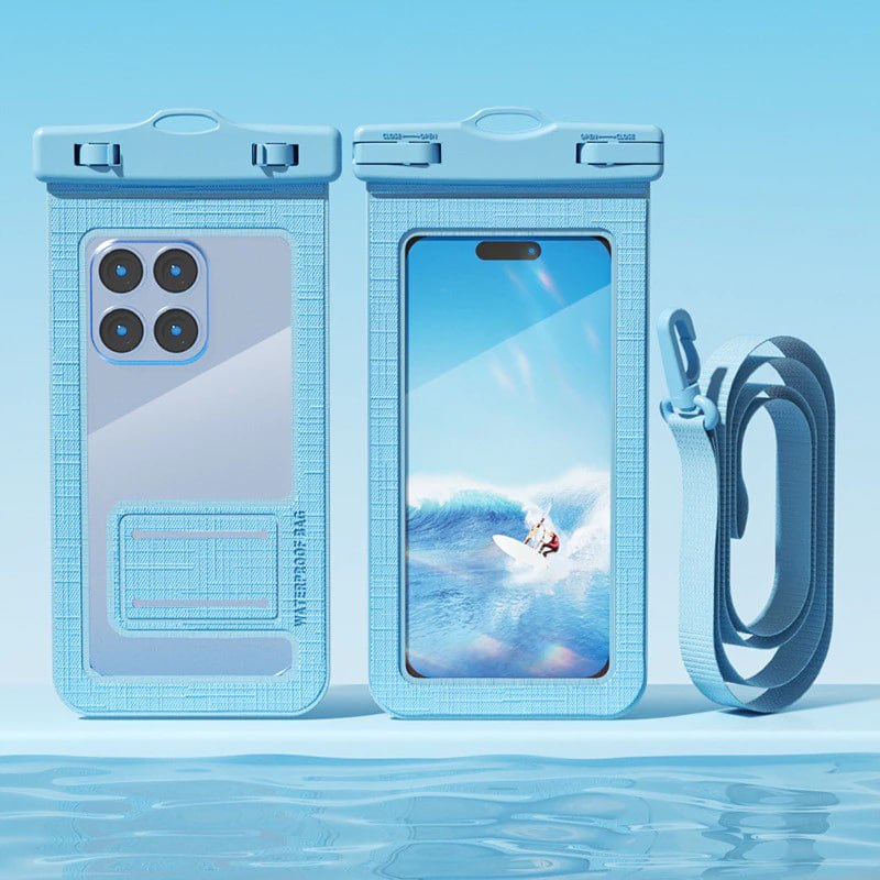ใหม่ซองกันน้ําเคสโทรศัพท์หน้าจอสัมผัสกระเป๋ากันน้ําดําน้ําปิดผนึกกระเป๋าใสถุงเก็บฝุ่นแบบพกพาเคสโทรศัพท์สากลสําหรับโทรศัพท์มือถือ สีฟ้าอ่อน